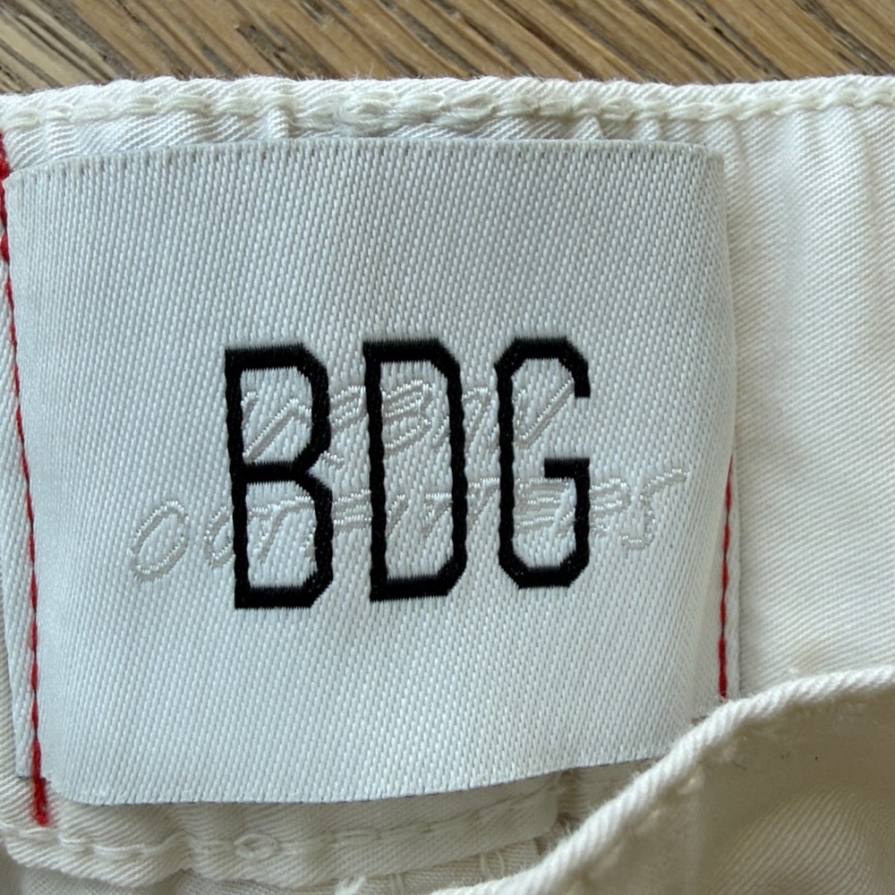 BDG Modified Cream Cargo Pants w/ Rhinestone Hearts - Picture 2 of 8